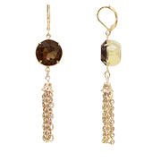 Gold Tone Pink Swarovski Crystal Drop Earrings
