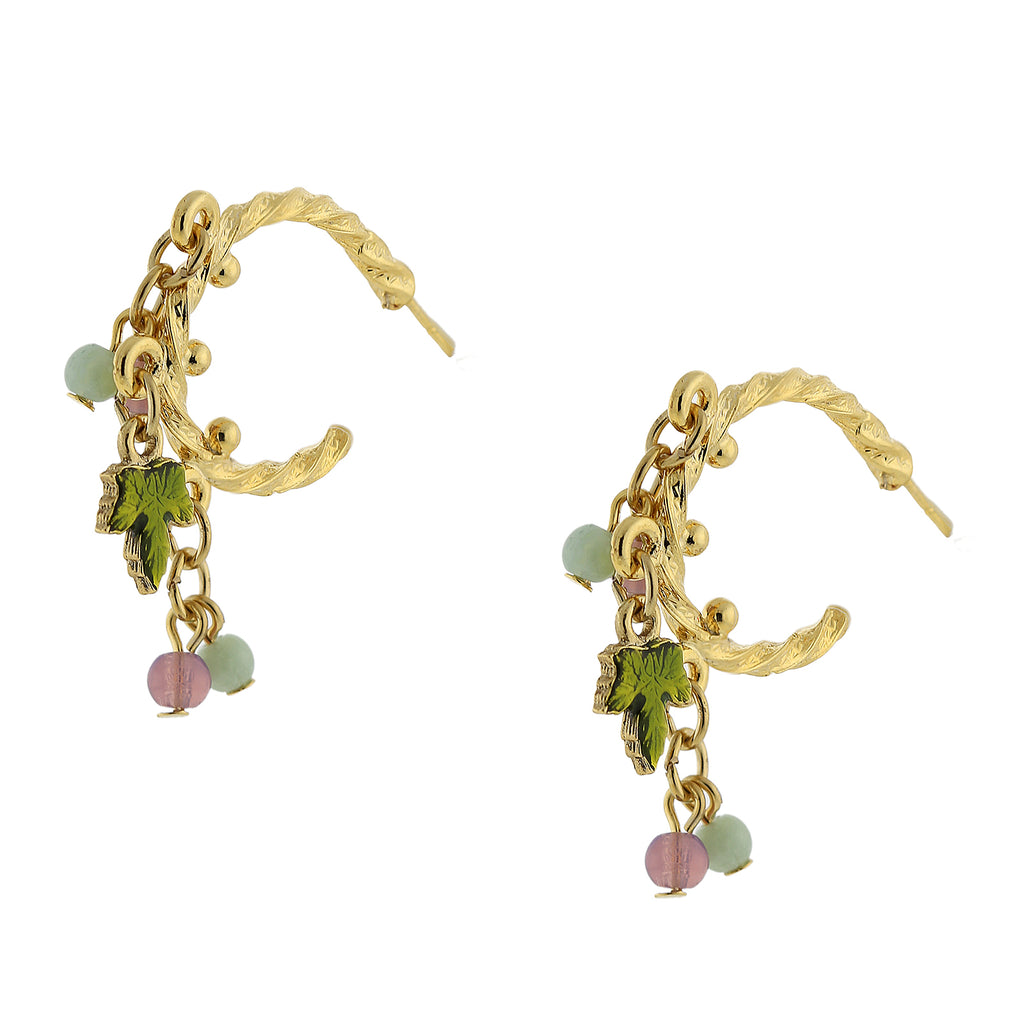 14K Gold Dipped Multi Color Beaded Post Drop Earrings