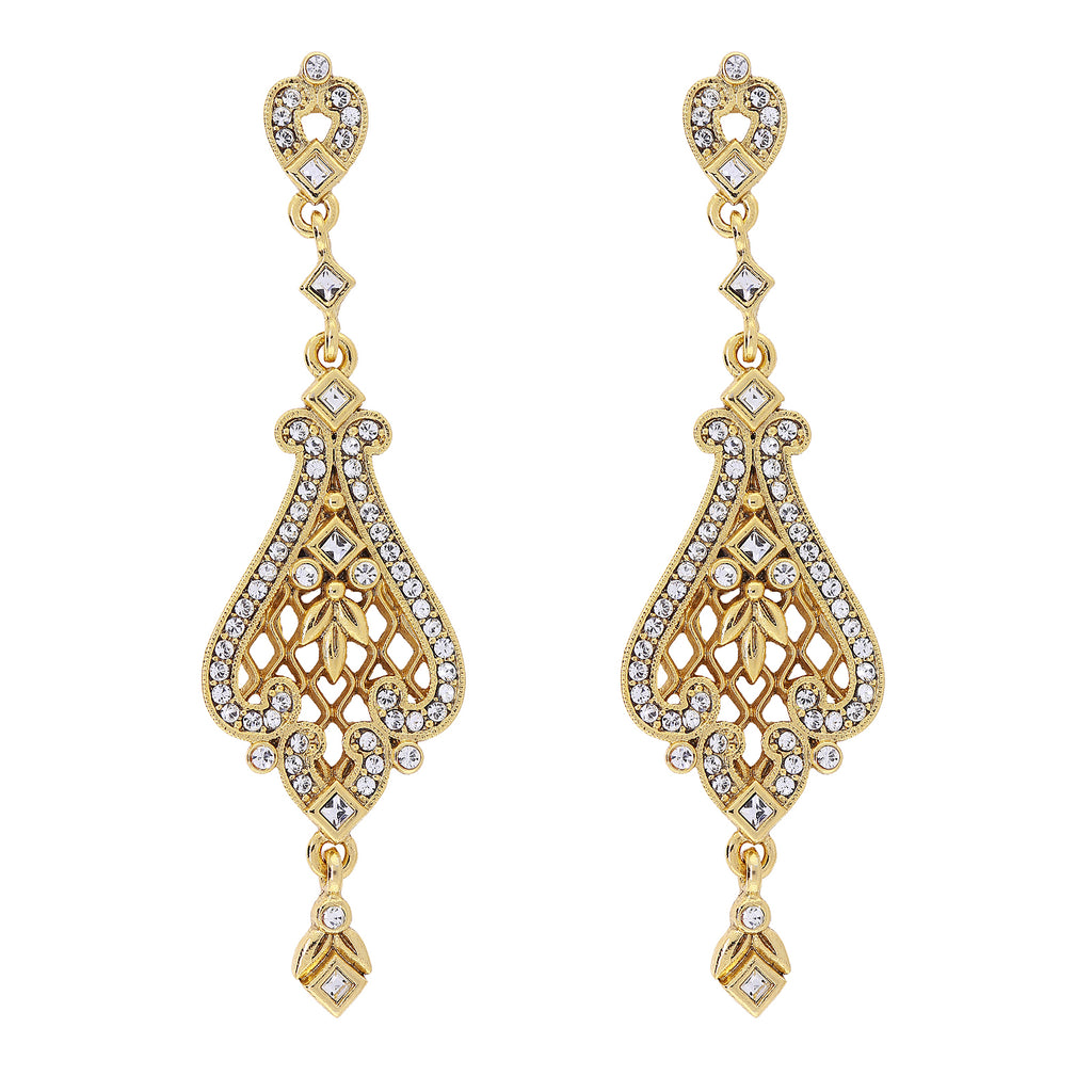 14K Gold Dipped Filigree Earrings Made With Crystal Austrian Crystals