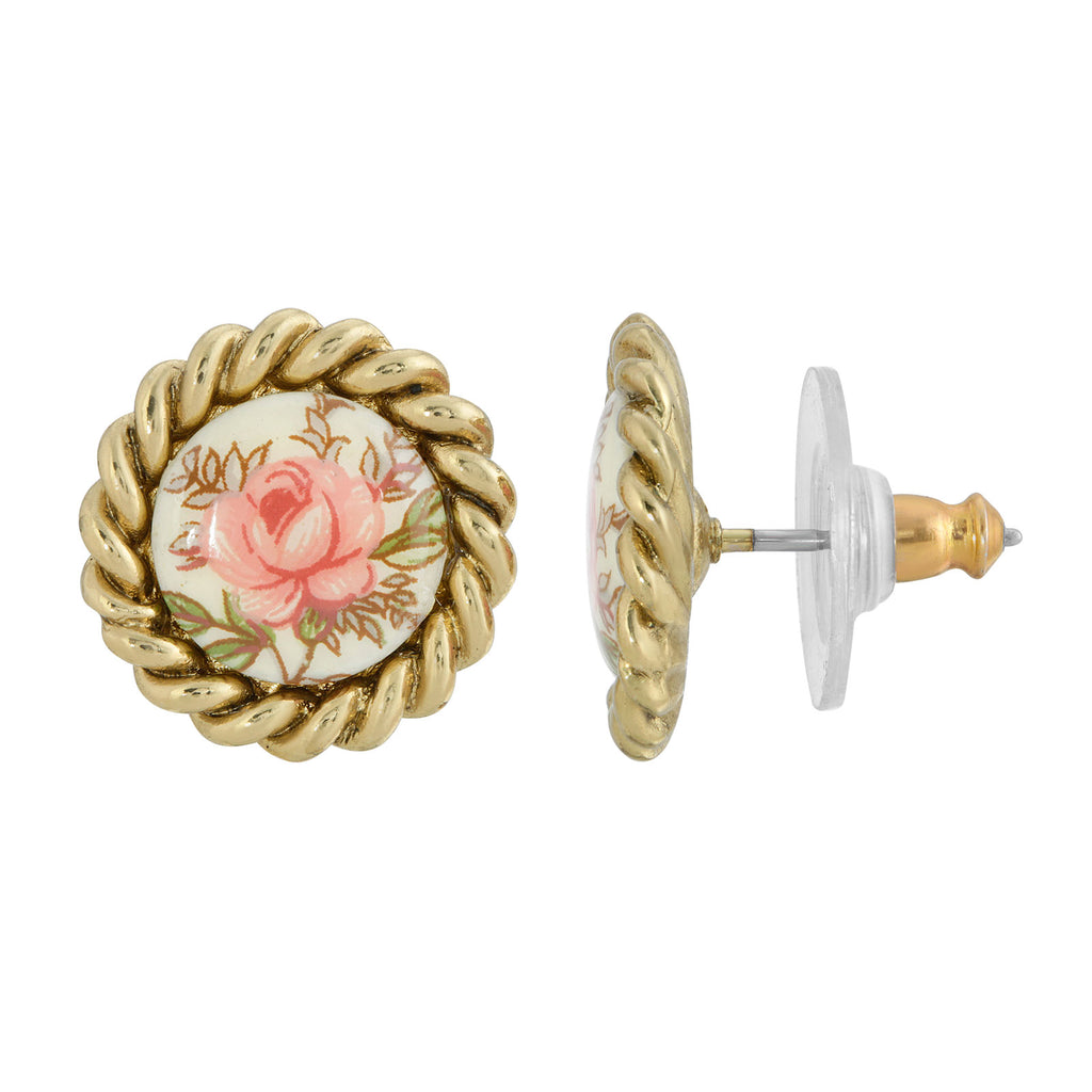 Pink Desert Rose Button Earrings
