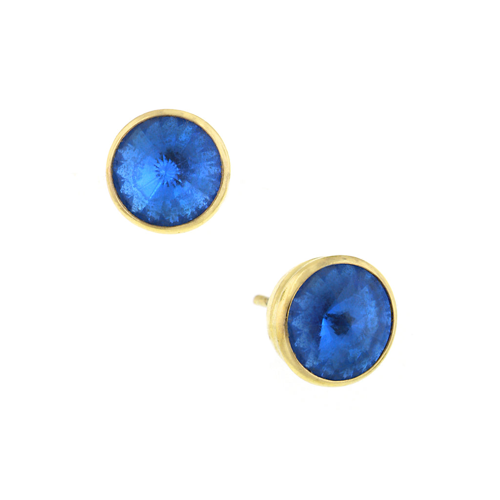 sapphire jonquil Gold Tone Round Sparkling Stud Earrings