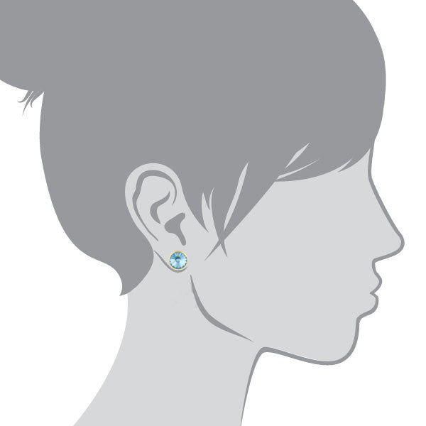 gold tone light blue crystal stud earrings
