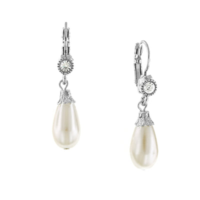 Round Crystal And Faux Pearl Drop Earrings