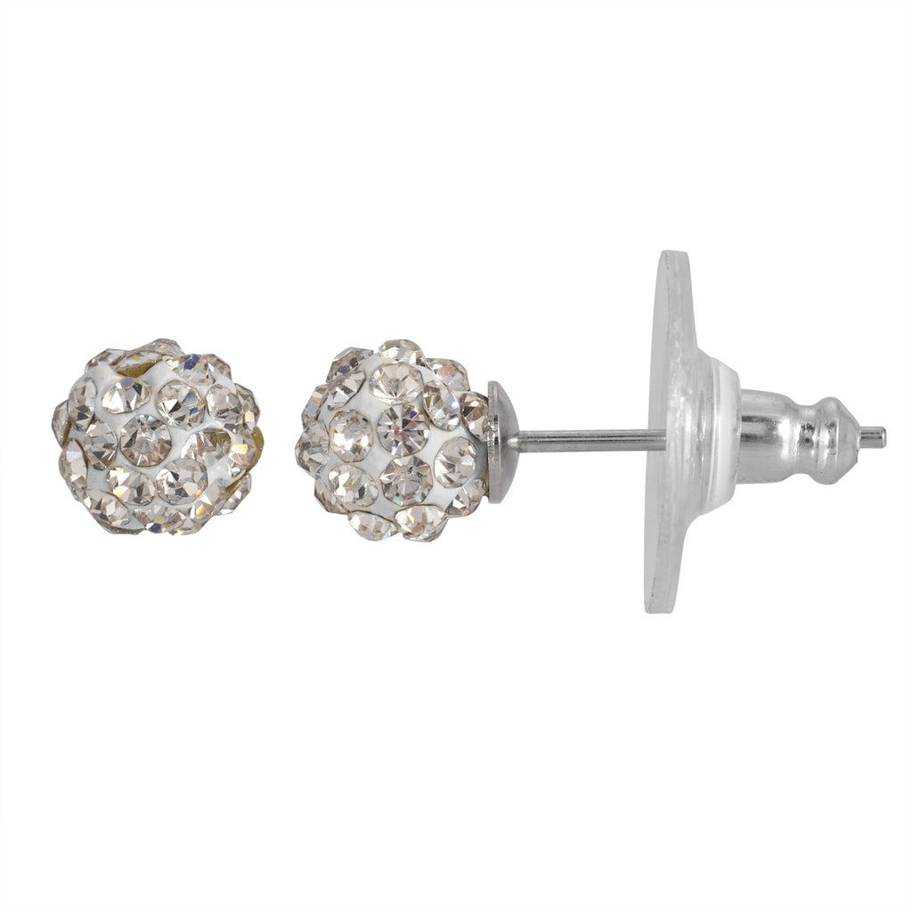 Dainty 6mm Crystal Clear Pave Stud Earrings