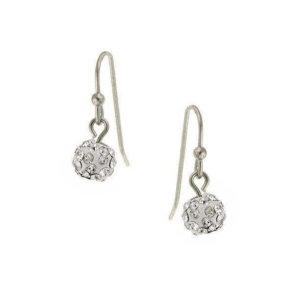 Silver Tone Crystal Pave 6Mm Drop Earrings