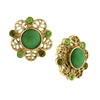 1928 Jewelry Green Moonstone Button Earrings