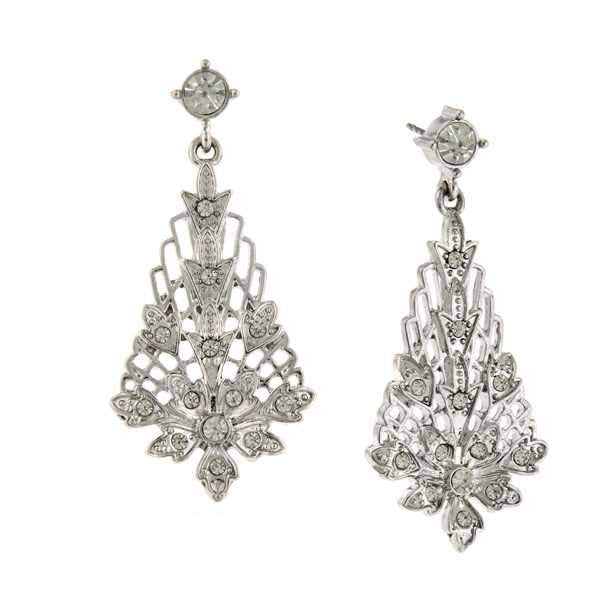 Silver Tone Crystal Lantern Drop Earrings