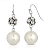 1928 Jewelry White Faux Pearl And Crystal Fireball Dangle Earrings