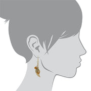 2028 Jewelry Filigree Leaf And Beads Drop Earrings Silhouette