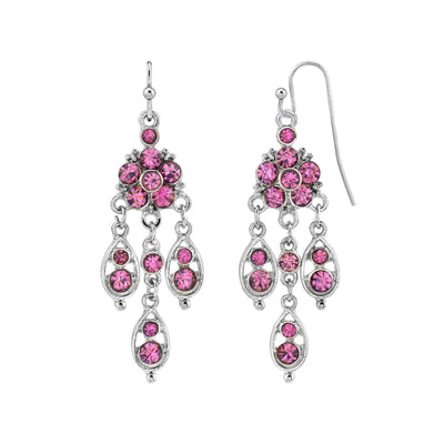 Purple 2028 Jewelry Flower Chandelier Multi Crystal Drop Earrings