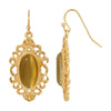 1928 Jewelry Antique Flair Oval Cats Eye Drop Earrings