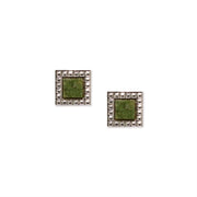 Green Aventurine Gemstone Square Stud Earrings