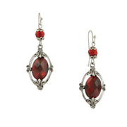 2028 Jewelry Siam Red Oval Drop Earrings