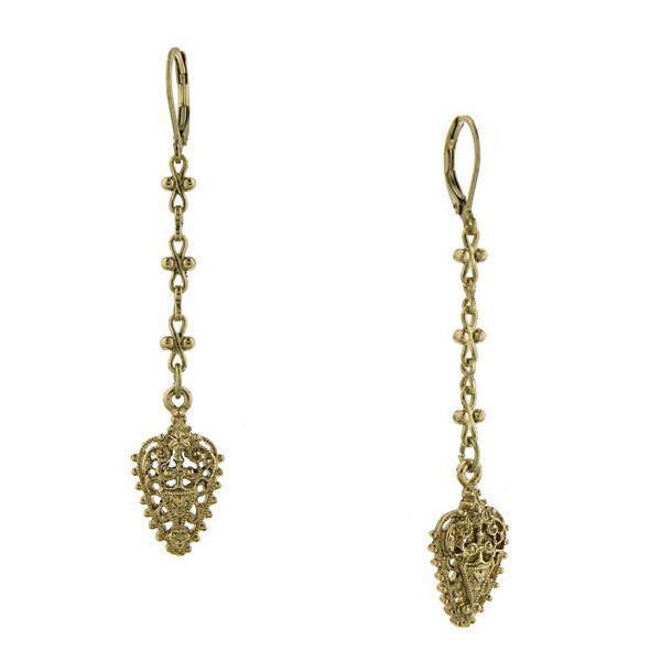 1928 Jewelry Gold Art Nouveau Inspired Filigree Linear Earrings