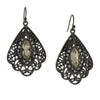 2028 Jewelry Hematite Color Filigree Fan Earrings