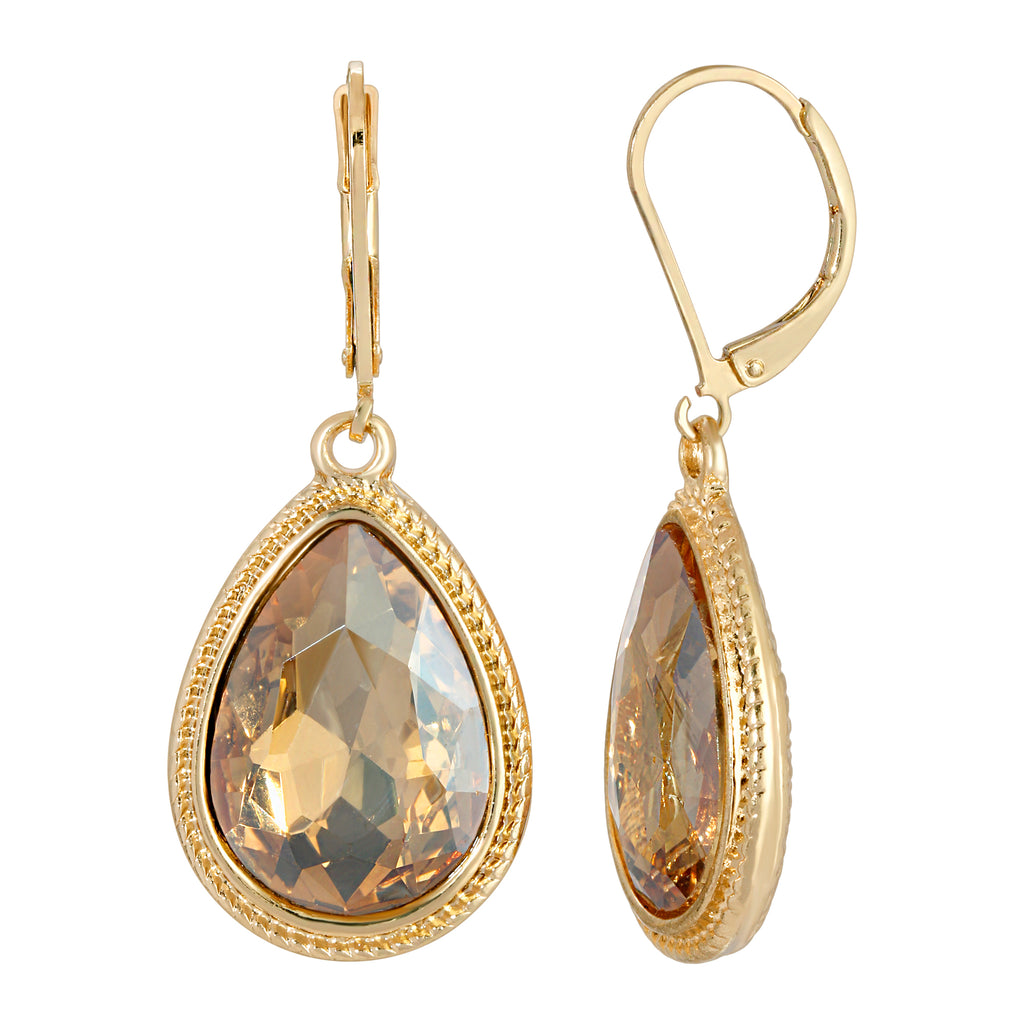 2028 Jewelry Light Topaz Faceted Pear Drop Earrings