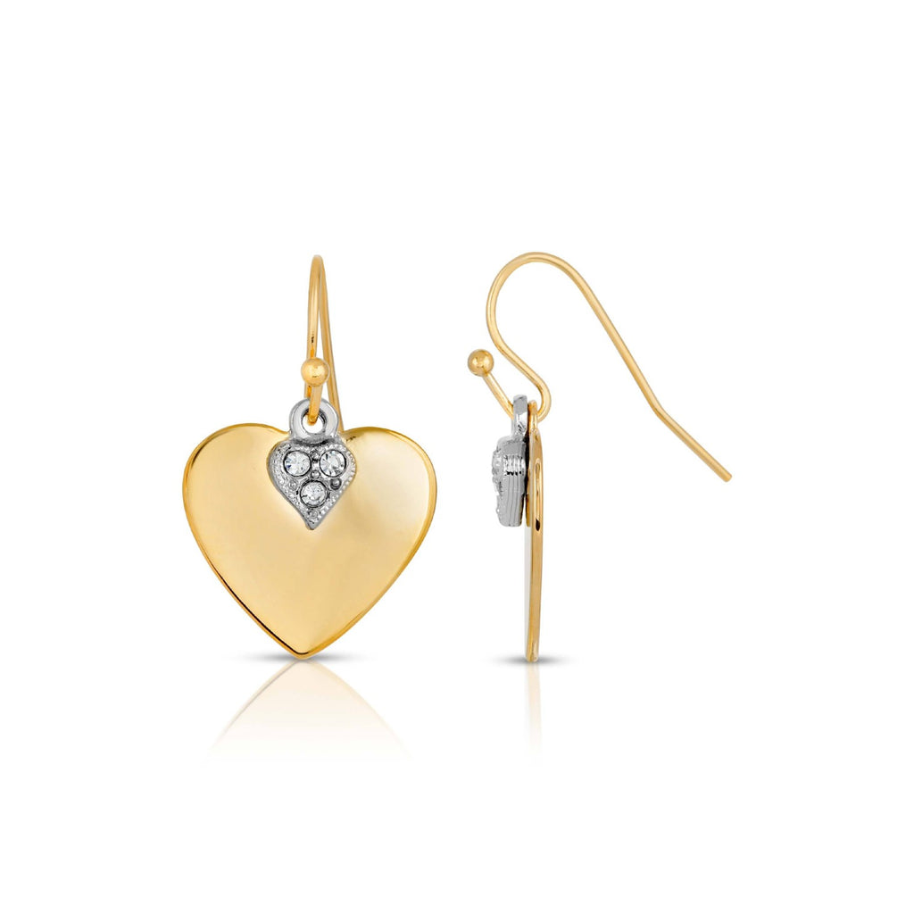 14K Gold-Dipped And Clear Crystal Heart Earrings