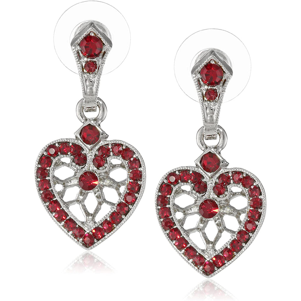 "Heart of Hearts" Siam Red Heart Post Earrings