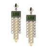 1928 Jewelry Silver & Square Gemstone Multi Chain Dangle Earrings