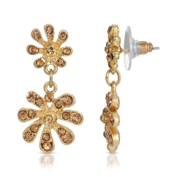 2028 Jewelry Light Topaz Crystal Flower Drop Earrings
