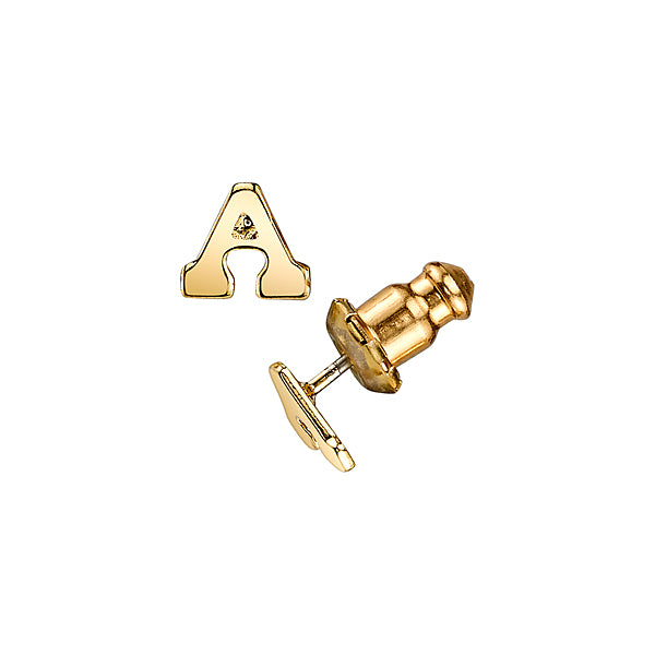 Letter A 14K Gold Dipped Initial Button Earrings