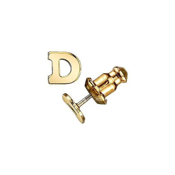 Letter D 14K Gold Dipped Initial C Button Earrings