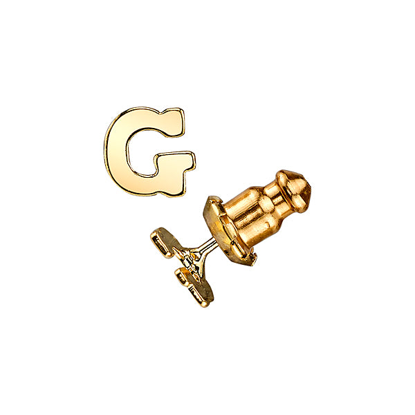 Letter G 14K Gold Dipped Initial Button Earrings