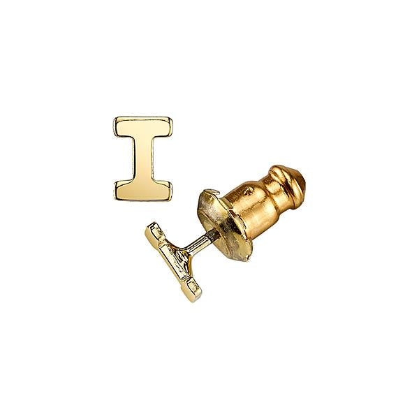 Letter I 14K Gold Dipped Initial F Button Earrings