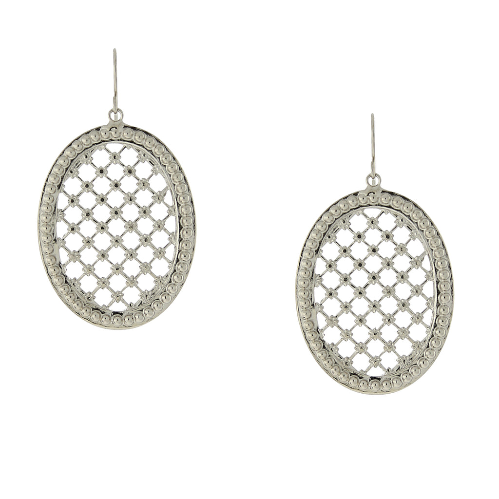 Oval Waffle Pattern Drop Earrings