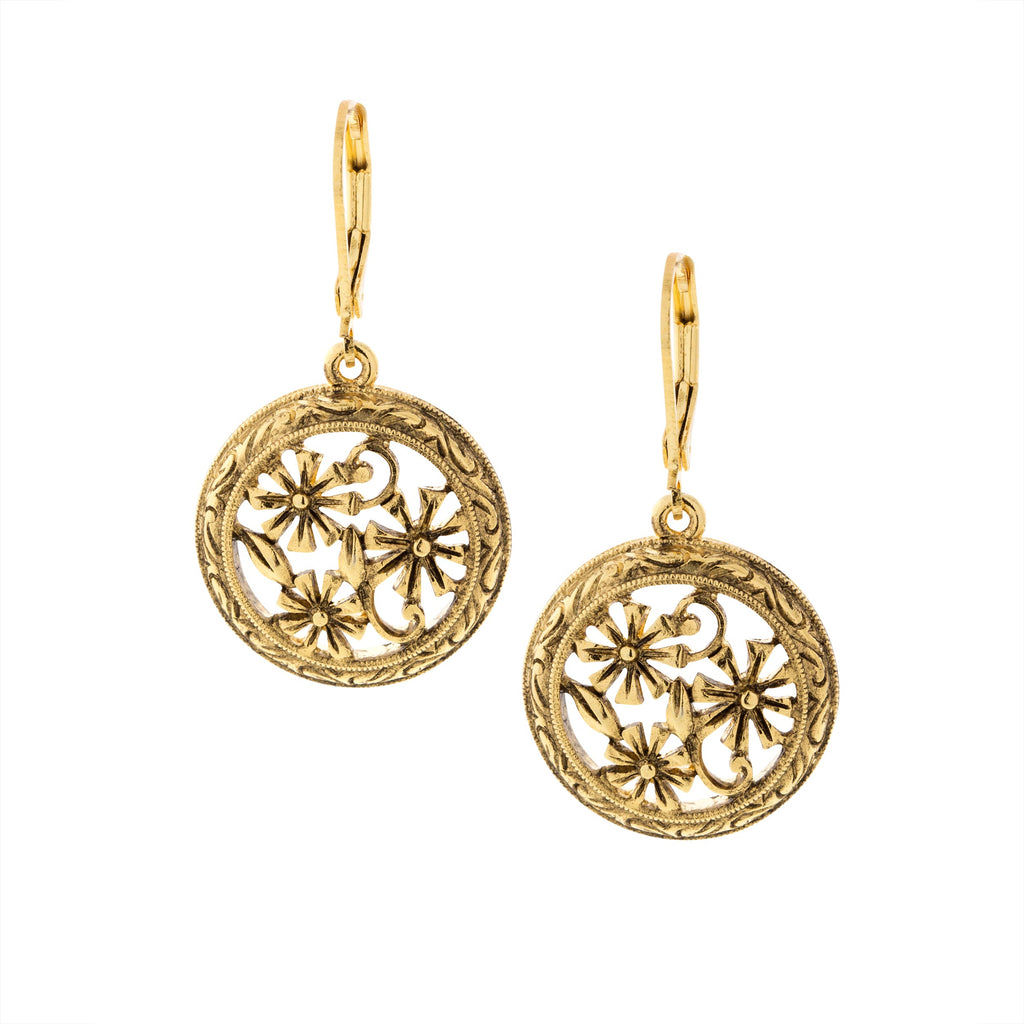 Round Floral Drop Earring
