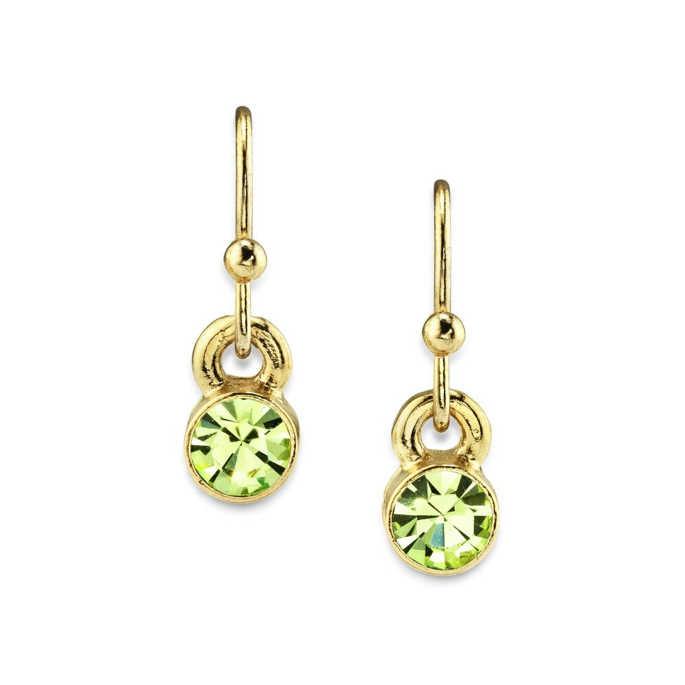 1928 Light Green Round Crystal Wire Drop Earring