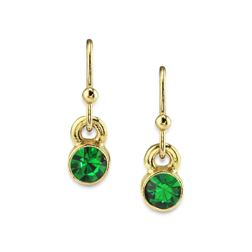1928 Dark Green Round Crystal Wire Drop Earring
