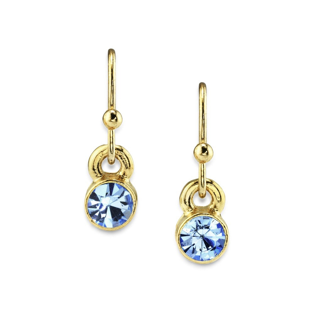 1928 Light Blue Round Crystal Wire Drop Earring