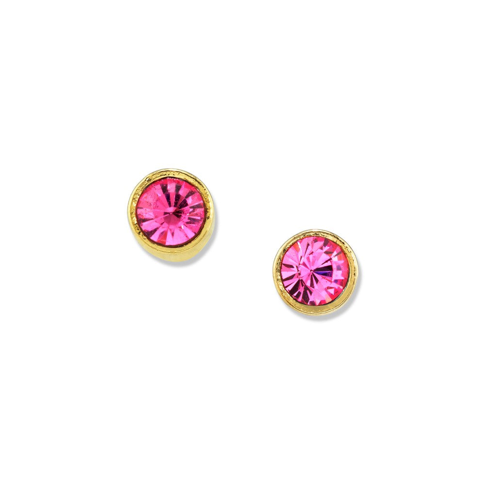 Pink Round Crystal Tiny Stud Earring