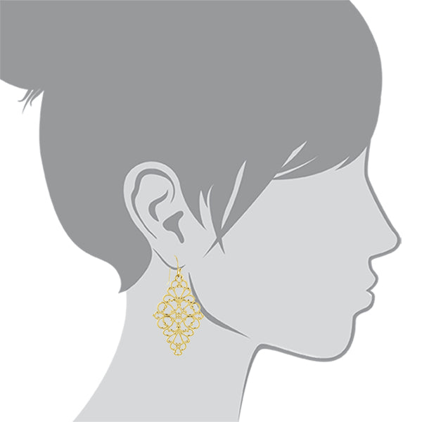 Filigree Diamond Shape Drop Earrings