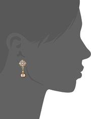 Simulated Pearl and Floral Crystal Post Earrings Silhouette