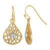 1928 Jewelry Clear Crystal Filigree Teardrop Earrings