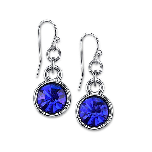 Silver Tone Blue Drop Earrings (Blue)