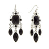 2028 Jewelry Black Octagon & Oval Crystal Dangle Earrings