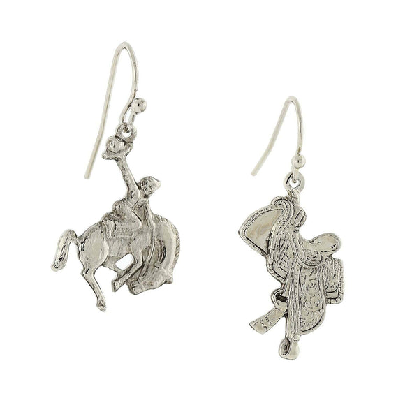 Silver Horse And Saddle Earrings