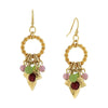 1928 Jewelry Winery Rope Hoop & Grape Leaf Multi-Color Beads Dangling Earrings
