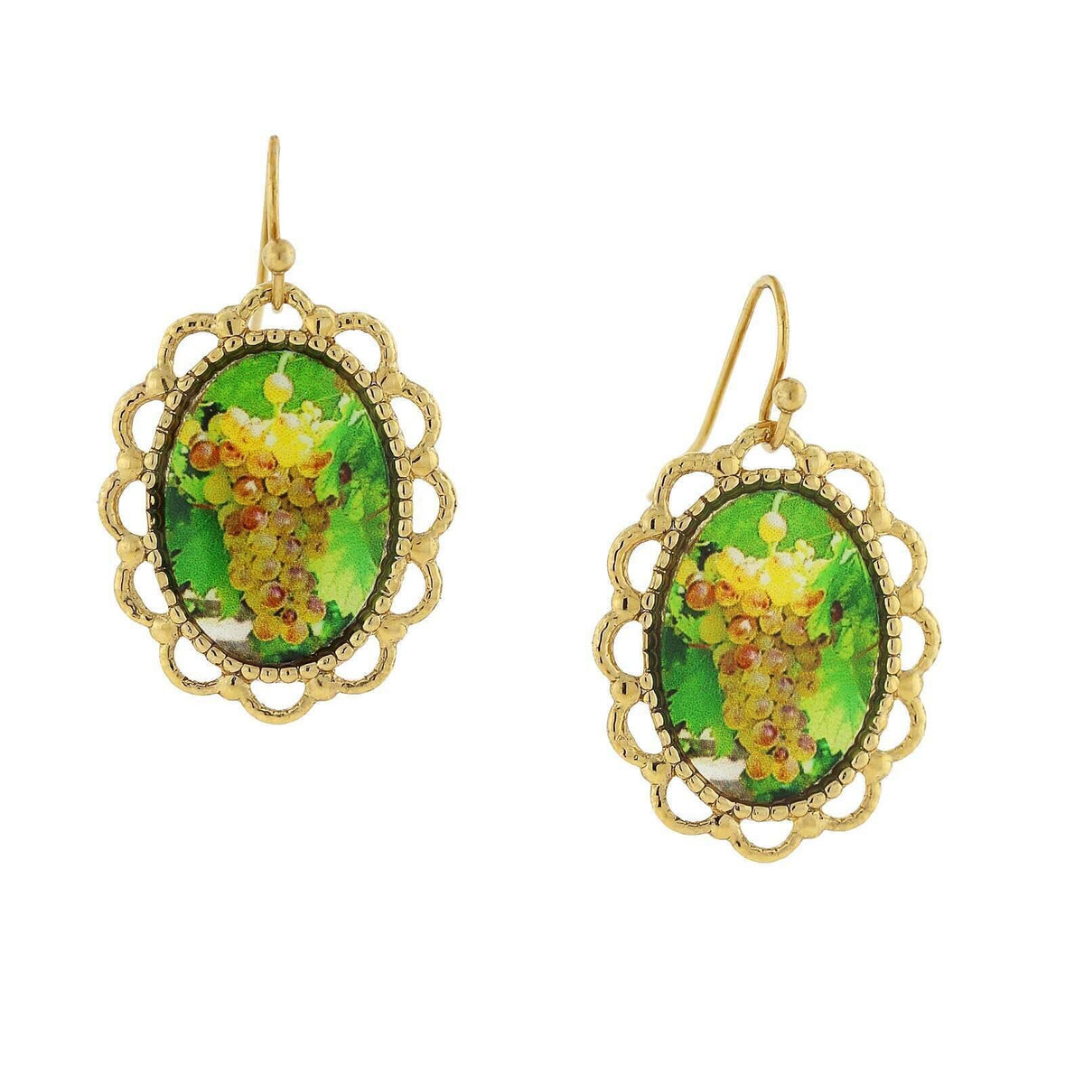 1928 Silver Tone Oval Filigree Drop Earrings