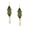 Antiquities Couture Roma Green Aventurine Gemstone Faux Pearl Museum Dangle Earrings
