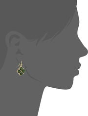 Silhouette Gold Tone Green Aventurine Gemstone Green Drop Earrings