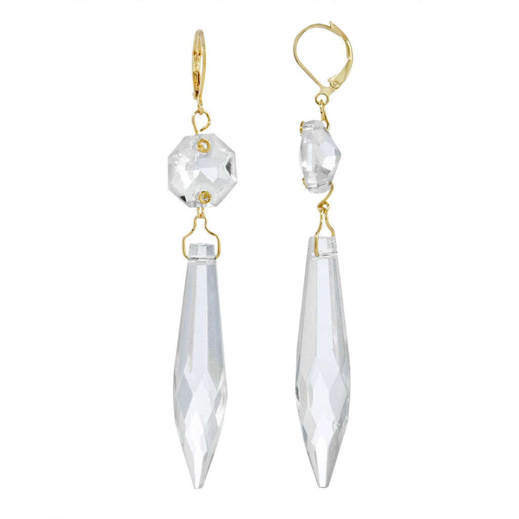 Clear Crystal Linear Drop Earrings