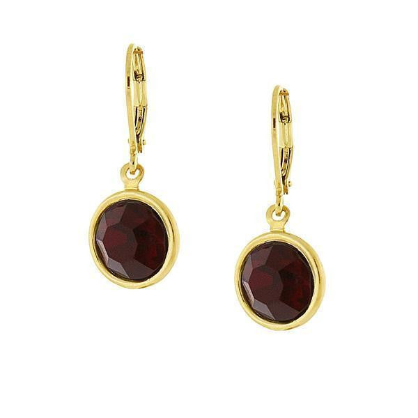 14K Gold-Dipped Red Austrian Drop Earrings