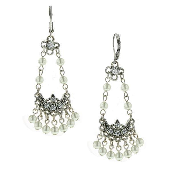 Crystal / Faux Pearl Arc Earrings