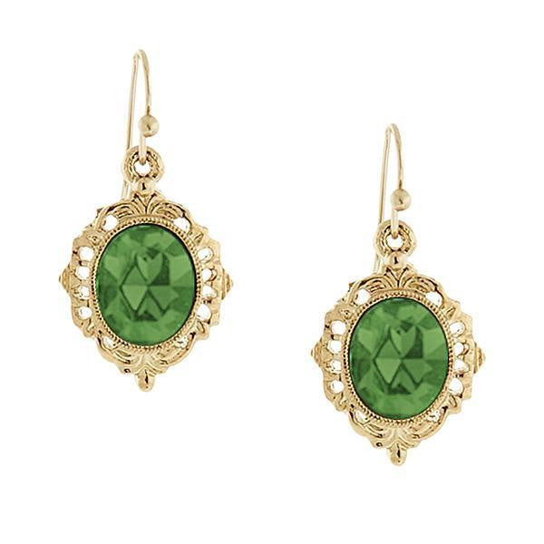 Silver Emerald Cut Forest Green Crystal and Cubic Zirconia Halo Drop  Earrings
