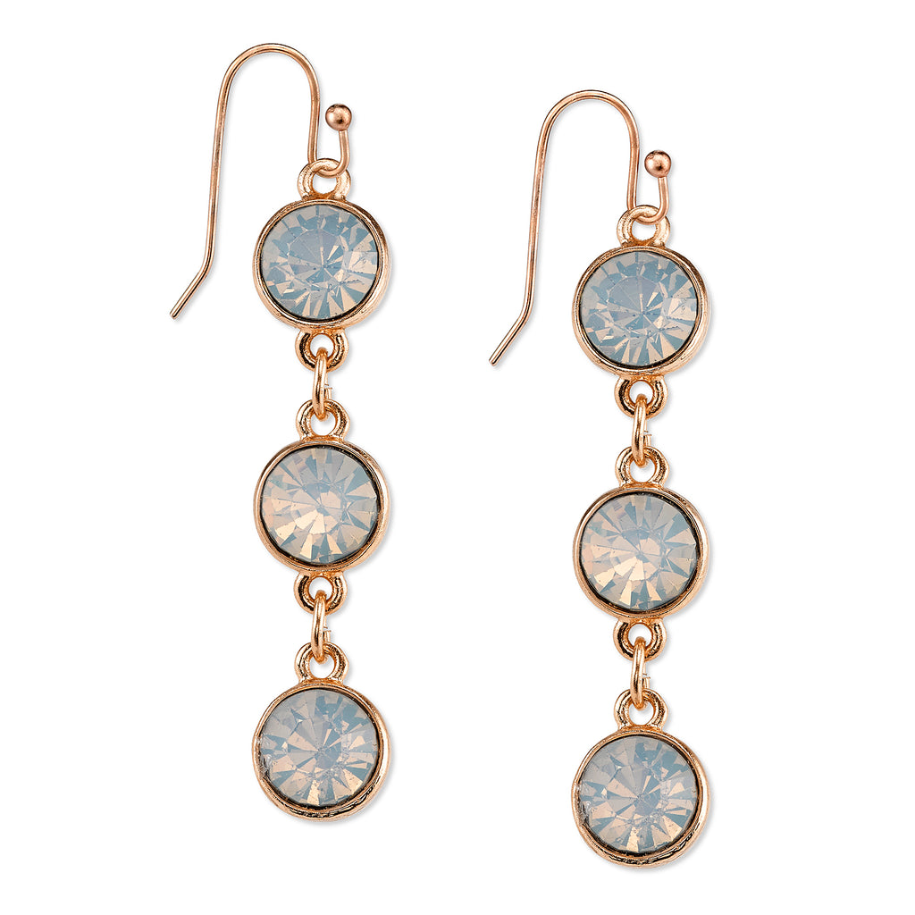 On The 8th White Crystal Opal Stone Glass Linear Drop Earrings