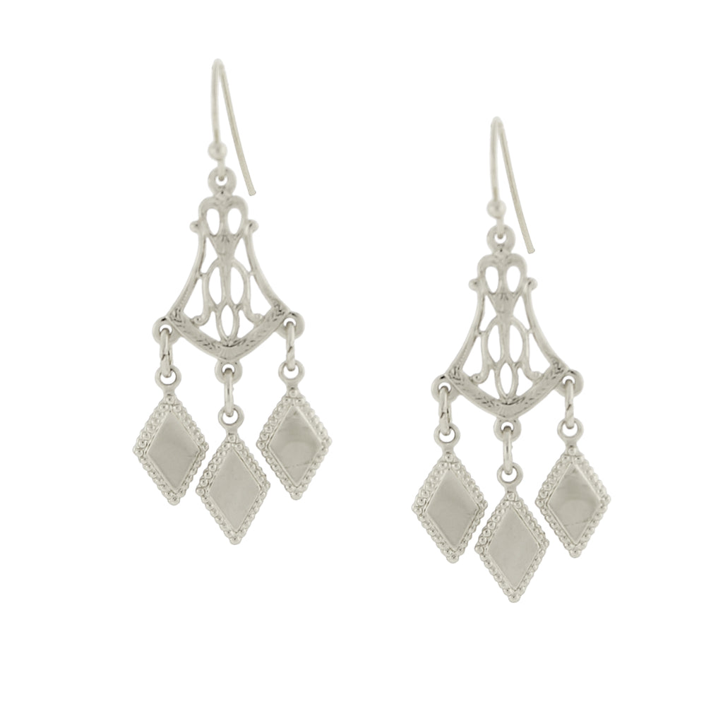 1928 filigree chandelier diamond cut drop earrings